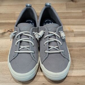 Sperry Taupe Canvas Low-Top Sneakers with Cream Soles